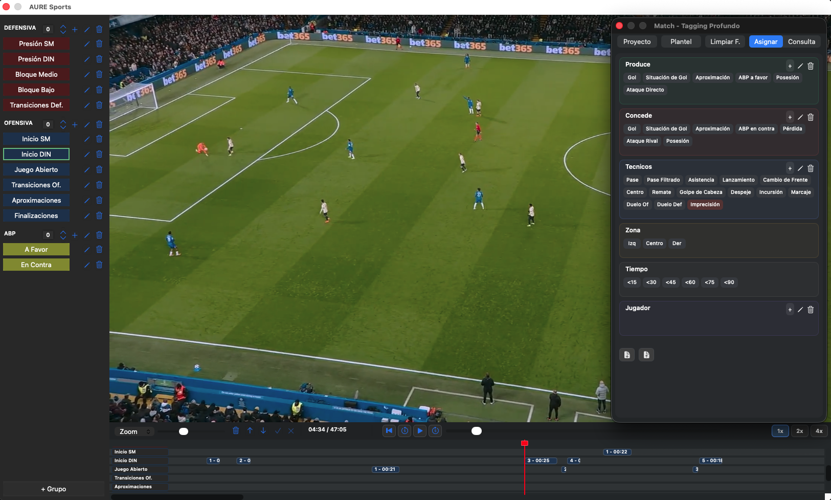 AURE Sports Analysis module interface